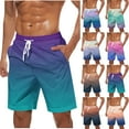 thumbnail image 1 of Styesk Mens Swim Trunks Plus Size Bathing Suit Board Shorts Drawstring Beach Shorts Gradient Color Vacation Shorts with Pockets Casual Swimwear Surfing Gifts for Men, 1 of 6