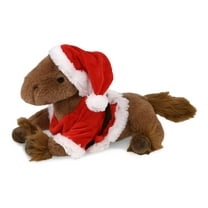 DolliBu Santa Brown Horse Stuffed Animal Plush Toy - Super Soft Farm Animal Dress Up with Red Santa Claus Outfit, Cute Farm Life Animal Horse Gift Perfect Holiday Christmas Gift - 12 Inches