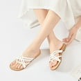thumbnail image 5 of Ataiwee Women's Flat Slide Sandals - Casual Multiple Straps Thong Slip on Flat Summer Shoes., 5 of 8