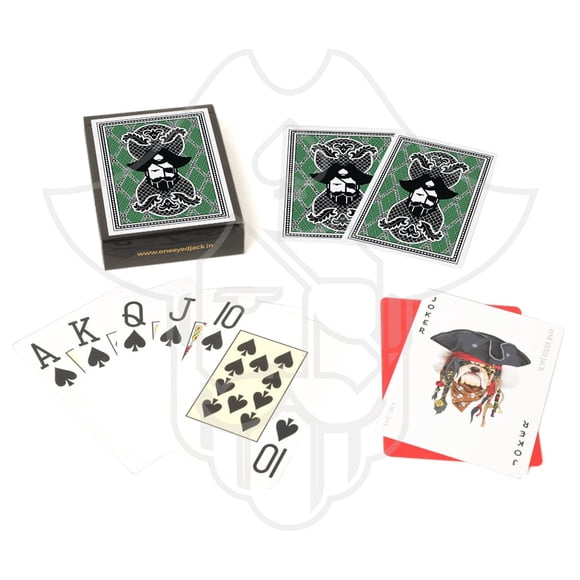 One Eyed Jack Cartes à Jouer en Plastique Premium Couleur Verte pour Adultes - 1 Lot de 52 Cartes & Coupe Gratuite - Taille Poker / Cartes Poker de Haute Qualité & Longue Durée / Cadeau pour Famille & Amis