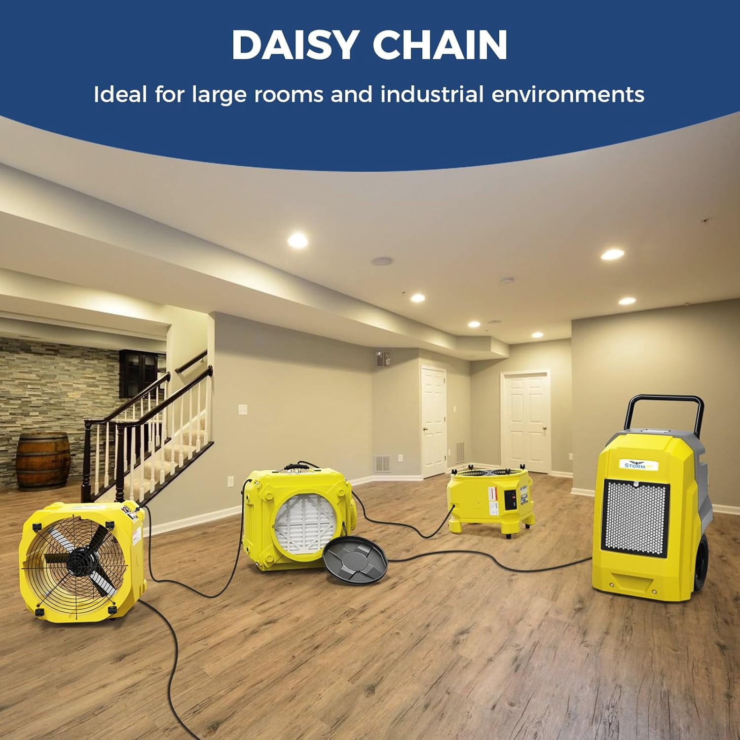 ALORAIR 3000 CFM Axial Air Mover Floor Dryer, Industrial High Velocity Carpet Dryer/Floor Fan/Blower, Stackable, Daisy Chain, for Water Damage Restoration, 10 Years Guarantee, Zeus Extreme