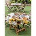 thumbnail image 4 of Outdoor Tablecloths with Umbrella Hole & Zipper, Sunflowers Dog Round Tablecloth 54 Inch, Spring Watercolor Floral Stars Colorful Plaid Waterproof Table Cloth, Patio/Pool/Picnic Table Covers, 4 of 8