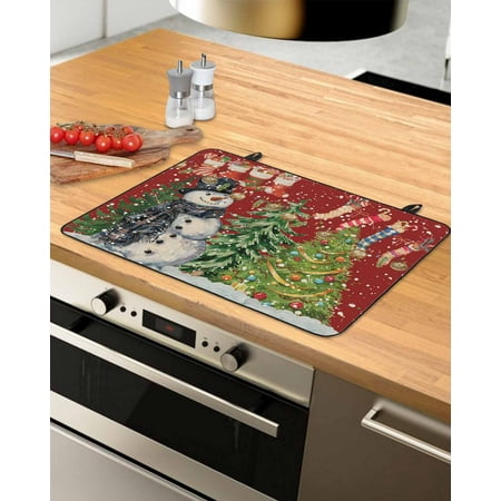 

Christmas Red Stove Top Covers for Electric Stove Heat Insulation Fireproof Glass Cooktop Cover Counter Top Glass Stove Cover for Prevent Scratches 31 x24 Winter Snowmen Snowflake Xmas Tree