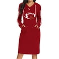 thumbnail image 2 of Sexlip Womens Long Sleeve Midi Dress V Neck Design Soft Fabric Relaxed Silhouette for Office Wear Red S, 2 of 6