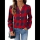 thumbnail image 1 of Camisas A Cuadros con Cuello en V para Mujer, Elegantes, Informales, con Botones, Estilo Bohemio, para el Trabajo, de Larga, para Otoño. Rojo XL, 1 of 10