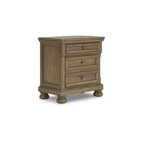 Signature Design by Ashley Glarrison Two Drawer Night Stand - Brown with Aged Pewter Hardware