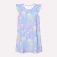 thumbnail image 5 of Afuyipoi ​Girls Flutter Sleeve Jellyfish Dress (5-12 Years) Summer Round Neck Cartoon Printed Casual Loungewear Dress for Summer Camp Light Blue 7/8, 5 of 7