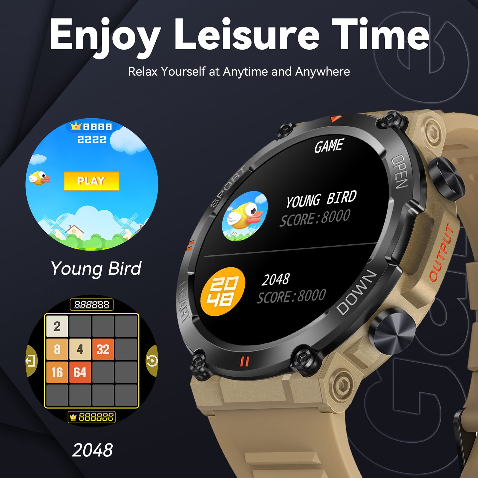 Smart Watch for Men (Answer/Make Calls) 1.39" HD Big Screen Fitness Tracker Smartwatch Compatible with Android iPhone Samsung