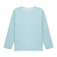 thumbnail image 4 of dazeni Girls Oversized Tshirts Kids Long Sleeve Crewneck Shirts Solid Clolr Casual Basic Tops Tees Light Blue2, 4 of 8