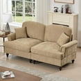 thumbnail image 6 of Mid Century Chenille Sectional Sofa, 2 Seat Couch Loveseat with Flared Arms, Removable Ruffles Pleats Skirts, Deep Seat Sofa for Living Room, Light Coffee, 6 of 7