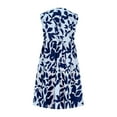 thumbnail image 6 of Uaswgudfs Women's Sleeveless V-Neck Flowy Tank Dress - Casual Summer Sundress with Ruched Waist & Leaf Motif Tiered Skirt Navy M, 6 of 7
