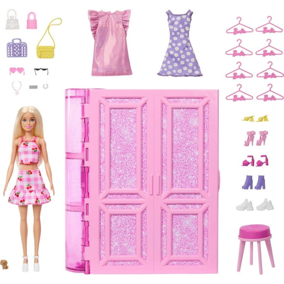 Barbie Dream Closet Toy Playset with Fashion Doll, Clothes, & Accessories, 3-ft-Wide with 25+ Pieces