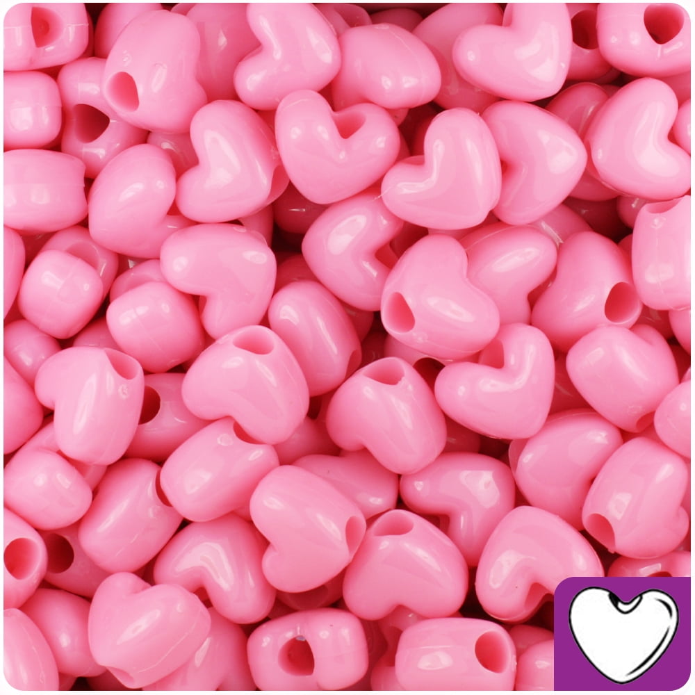 *3 FOR 2* 50 Baby Pink Sparkle Heart Shape 12mm Beautiful Quality Pony Beads
