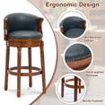 thumbnail image 4 of Aulife set of 2 Bar Stools Genuine Leather Counter Height barstool Wooden Swivel kitchen Stool with Footrest for Kitchen Dining Room Navy, 4 of 13