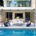 thumbnail image 3 of BPS 16' x 12' Outdoor Retractable Pergola with Canopy & 2 Roller Shades, Aluminum Patio Gazebo Shelter, Khaki, 3 of 12