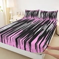 thumbnail image 3 of Homewish Minimalsit Striped Full Size Sheets,Modern Geometric Artwork Bed Sheets,Pink White Black Sheet Sets For Men Women,Microfiber Bedroom Decor,4-Piece, 3 of 7