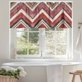 thumbnail image 4 of Northern Europe Valances for Windows, 54 x 18in, Red Geometric Wave Stripes Rod Pocket Kitchen Valance Curtain Light Filtering Window Treatments for Living Room Bedroom, 1 Panel, 4 of 7