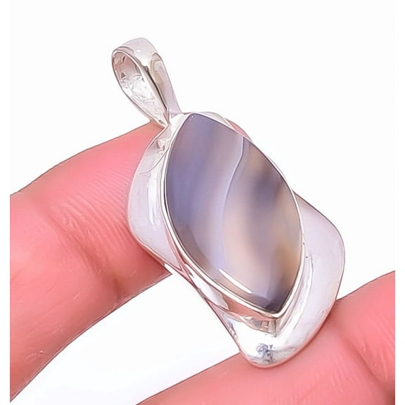 Banded Agate Gemstone 925 Sterling Silver Handmade Jewelry 1.56" P11-21, Christmas Gift, Gemstone Silver Jewelry, Agate Pendant, New Year Sale