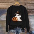 thumbnail image 3 of Women's Halloween Sweatshirt Skull Ghost Witch Pattern Pullover Top Casual Long Sleeve Round Neck Sweatshirt Top, 3 of 3