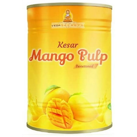 VedaSecrets Mango Pulp Puree - Kesar (Sweetened) 850G (1.875lbs) ~ All Natural | NON-GMO | Vegan | Gluten Friendly - Used in Preparing Mango Smoothies, Green tea, milkshake, lassi, juice