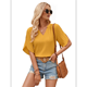 thumbnail image 3 of Blusas de Mujer de con Aberturas, Corta, Cuello en V, Estilo Informal de Negocios, Camisa de Verano Amarilla S, 3 of 10