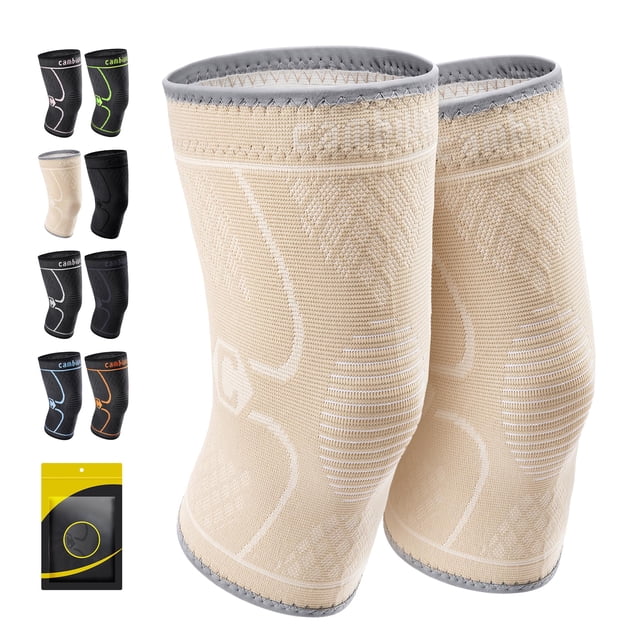 Rodillera CAMBIVO, paquete de 2, mangas de compresión para rodillas, color beige