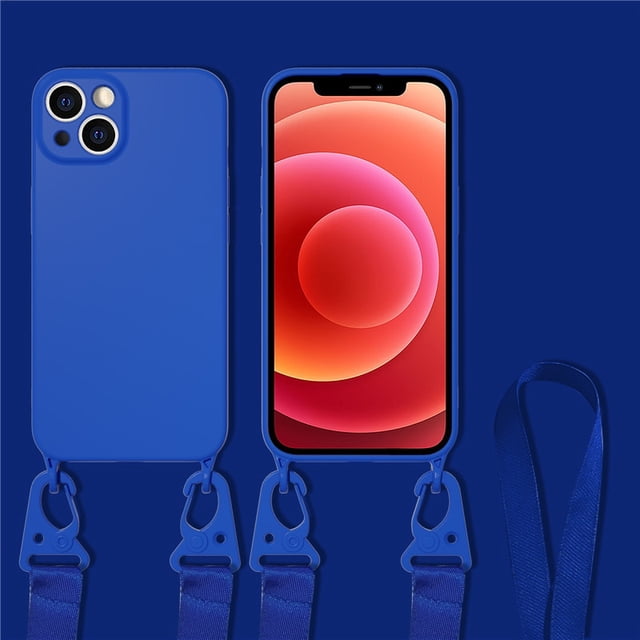 Funda con correa de cordón cruzado para iPhone 11 12 14 13 Pro Max Mini XS X XR 7 8 Plus SE, funda de silicona líquida a prueba de golpes Tan Jianjun unisex