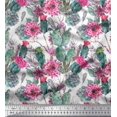 thumbnail image 1 of Soimoi Pink Cotton Duck Fabric Feather,Cactus & Floral Printed Fabric 1 Yard 42 Inch Wide, 1 of 1