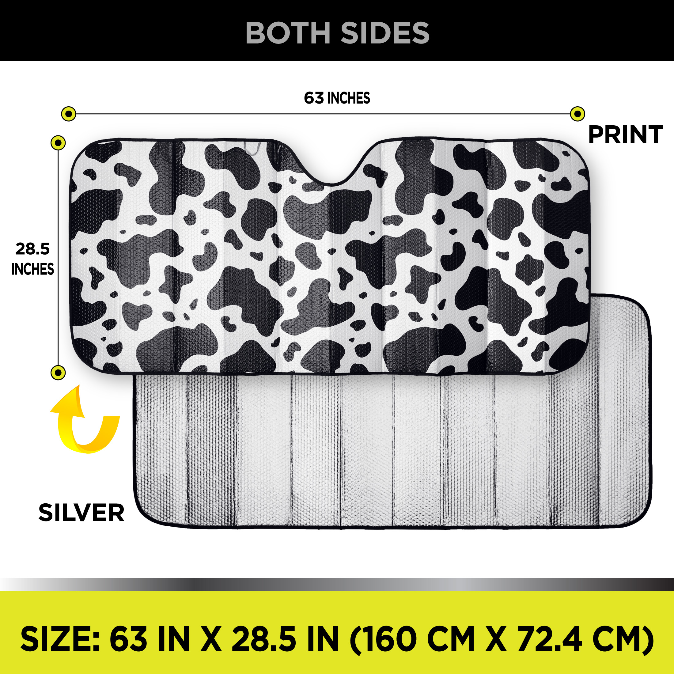 Auto Drive Cow Print Accordion Windshield Sunshade photo 3