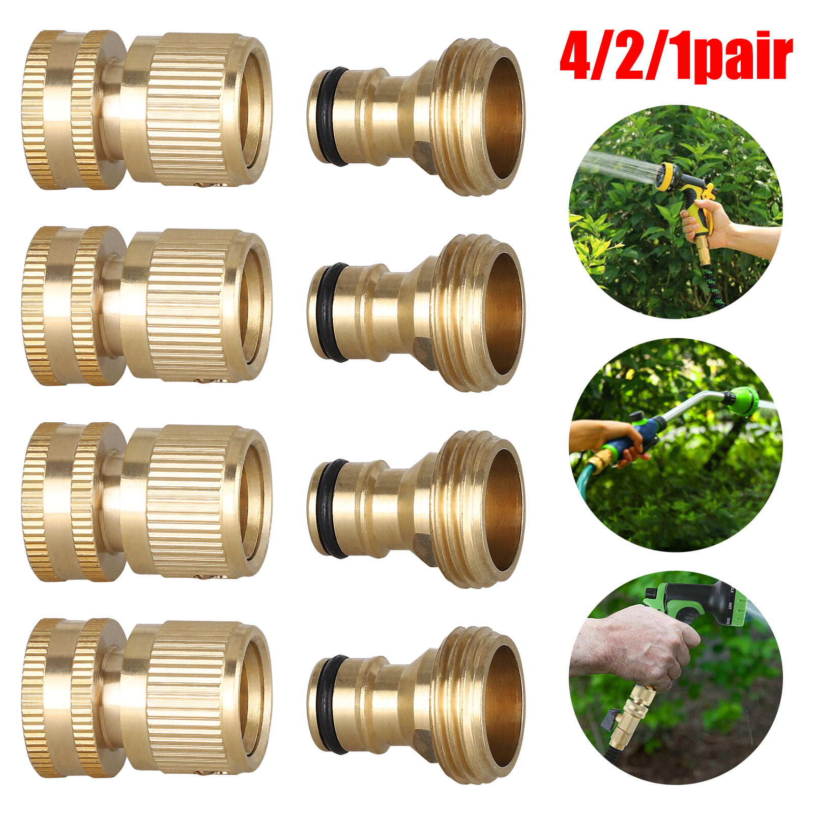 3/4' Garden Hose Quick Connect Water Hose Fit Brass Female Male Connector Set 