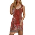 thumbnail image 2 of Ovzne Robes pour Femmes Robe de Vacances Printemps et Été à Boutons Col en V avec Bretelles Robe Grande Taille Imprimée en Liquidation, 2 of 7