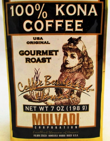 Mulvadi 100% Kona Coffee Whole Bean 7 Ounce