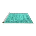 thumbnail image 2 of Ahgly Company Machine Washable Indoor Round Oriental Turquoise Blue Industrial Area Rugs, 8' Round, 2 of 4