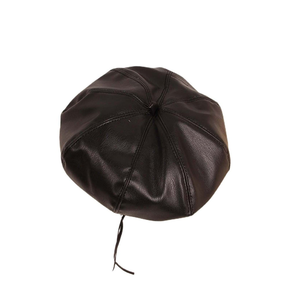 Kids Beret Solid Color Adjustable Boys Girls Vintage Faux Leather Beanie Cap for Daily Wear Walmart