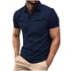thumbnail image 1 of Playeras Elvqul para Caballero Manga Corta Azul Marino sin Estampado Abotonada Casual con Solapa Gym Algodón, 1 of 8