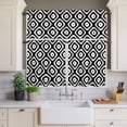 thumbnail image 3 of Kitchen Window Curtains Valance and Tier Set, Medieval Black Geometric Rod Pocket Tier Curtain Valance Set, Vintage Ethnic Patterns Light Filtering Cafe Curtains for Bedroom Living Room, 3 of 9