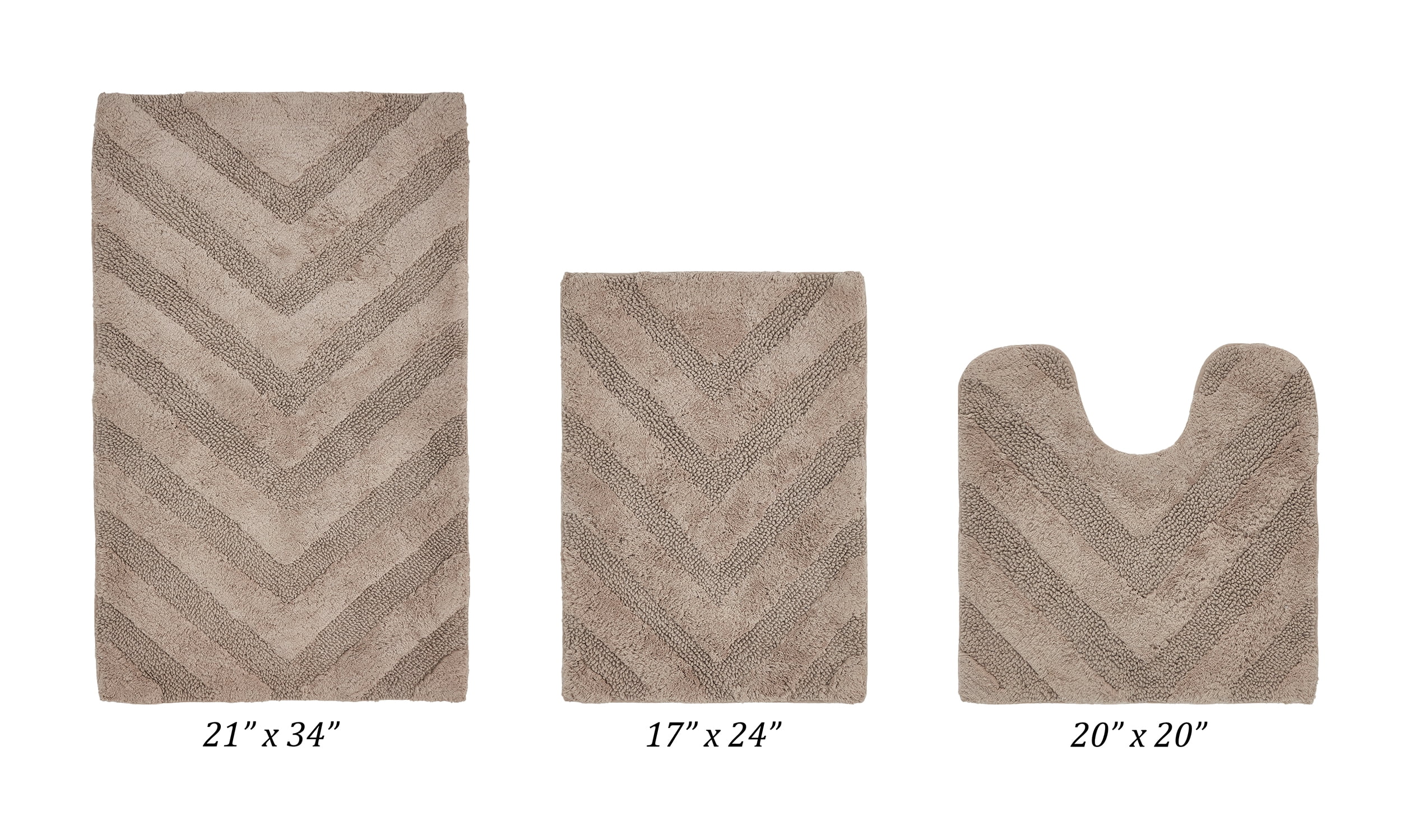 Better Trends 3 Piece Bathroom Rug Set 100% Cotton Extra Soft Tufted Bath Rug Water Absorbent Non-Slip Bath Mat Machine Washable (Beige) Hugo Collection