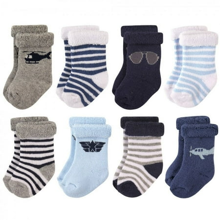 UPC: 0660168545340 | Hudson Baby Infant Boy Cotton Rich Newborn and Terry Socks  Aviator  0-6 Months