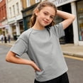 thumbnail image 2 of Mgmyaa Summer Boys & Girls Tops Kids Dry-Fit T-Shirts Solid Black Short Sleeve Crew Neck Ventilated Boys & Girls Tops Activewear Tees for Ages 3-15, 2 of 7