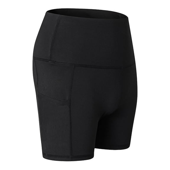 IBASETOY Black Quick Dry Yoga Shorts for Sport with Elastic Waist and Side Pocket