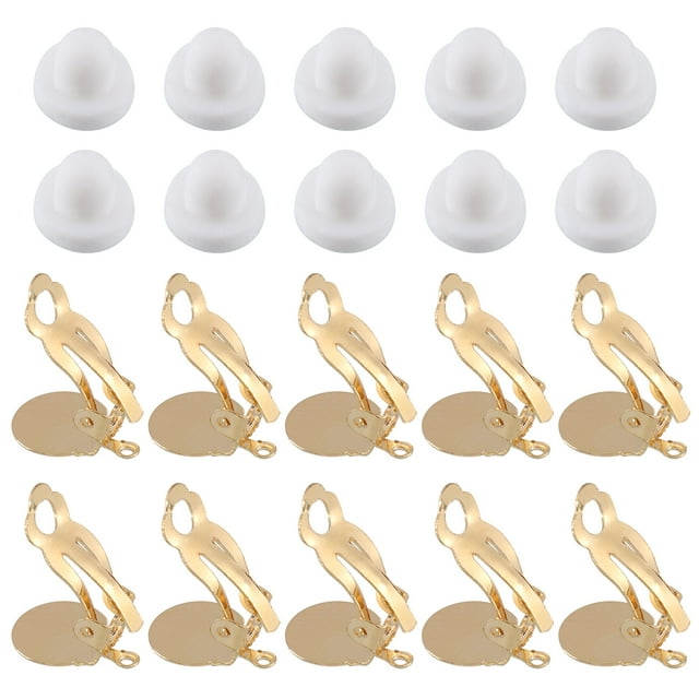 Unique Bargains Earring Converter with Silicon Earring Pads, 20Pack Earring Findings with Easy Open Loop (Gold)