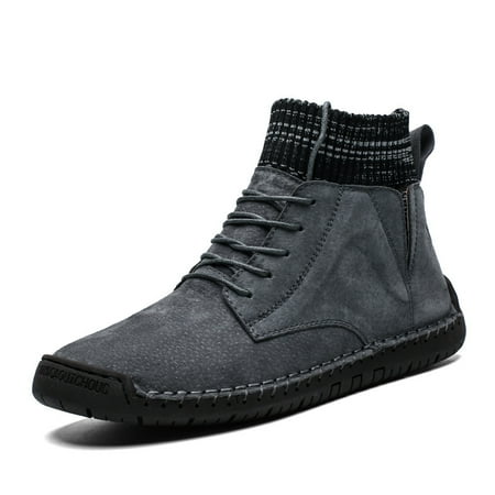 

Duretiony Men Suede Fabric Hand Stitching Warm Plush Lining Ankle Boots Party Sports Travel Business New