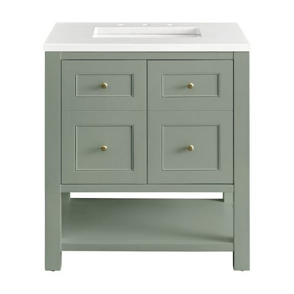 James Martin Vanities 30" Single Vanity, Bright White w/ 3 CM White Zeus Top