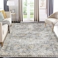thumbnail image 3 of ZACOO 6'x9' Vintage Rug Washable Non Slip Rug Foldable Low Pile Rug Oriental Indoor Carpet for Living Room Bedroom,Blue, 3 of 8