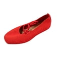 thumbnail image 2 of Miluxas Women's Knit Lace-Up Ballet Flats, Square Toe Ankle Tie Shoes, Soft Knit Fabric Mary Jane Flats for office, Casual Wear Red 9.5(43), 2 of 8