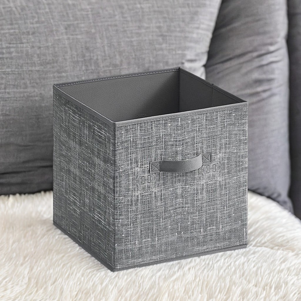 13" Storage Cube Bin 6 Foldable Fabric Storage Bin with Double Handles for Living Room Bedroom Office Gray