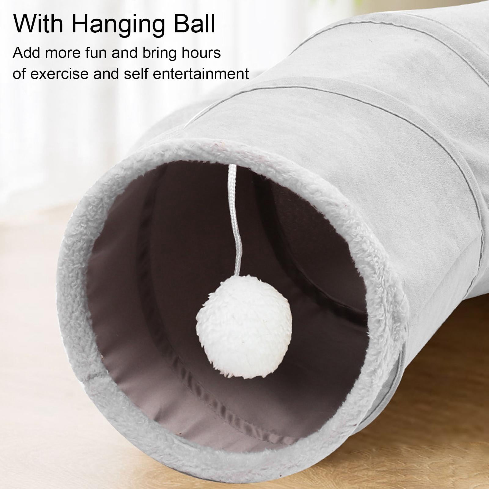 BIMZUC Foldable S-Shaped Cat Tunnel Play Tube Toy with Hanging Ball for Rabbits, Kittens, Puppies (11.4 in / 29 cm)