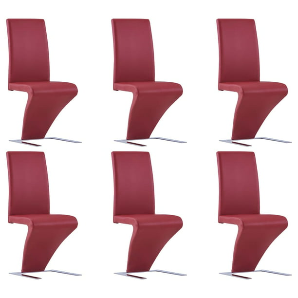 Fugacal Dining Chairs With Zigzag Shape, Red Leather Dining Room Chairs