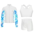thumbnail image 5 of Miutii Kids Girls 3 Piece Dance Outfits Cross Back Crop Top and Shorts with Full Zipper Jacket Set White 16, 5 of 9