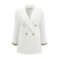 thumbnail image 2 of DARING DIVA Women's Blazer Double Breasted 3/4 Sleeve Office Suit Jacket S White, 2 of 6